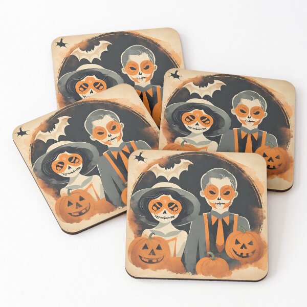 Item preview, Pumpkin Couple – Vintage Halloween Portrait Illustration designed and sold by StudioDina.