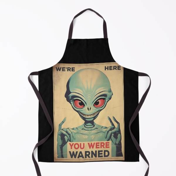 Item preview, We’re Here. You Were Warned - Creepy Alien Retro UFO Lovers designed and sold by SecretDicer.