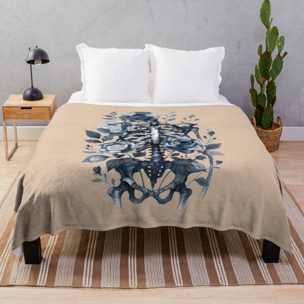 Item preview, blue navy Floral Anatomy: A Ribcage Full of Watercolor Roses , Bones and Botany, Anatomy Art, ribcage full of sunflowers and leaves designed and sold by Collagedream.