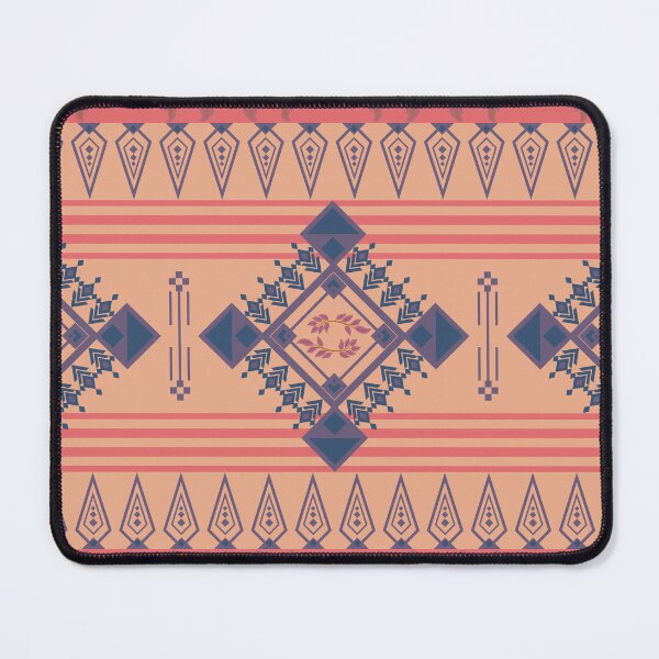 Item preview, Geometric Textile Pattern Peach and Purple Tribal Design with Floral Accents designed and sold by Crispifly.