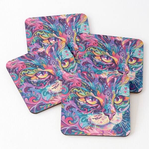 Item preview, Vibrant Kaleidoscope Cat - Colorful Artistic Animal Portrait designed and sold by MiraLumeStudio.