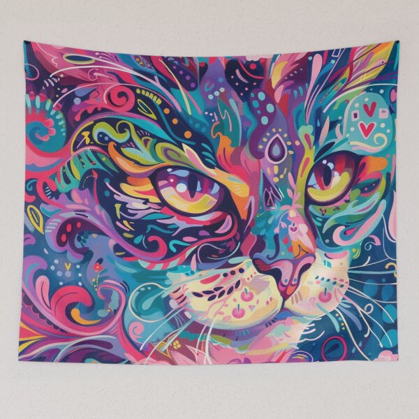 Item preview, Vibrant Kaleidoscope Cat - Colorful Artistic Animal Portrait designed and sold by MiraLumeStudio.