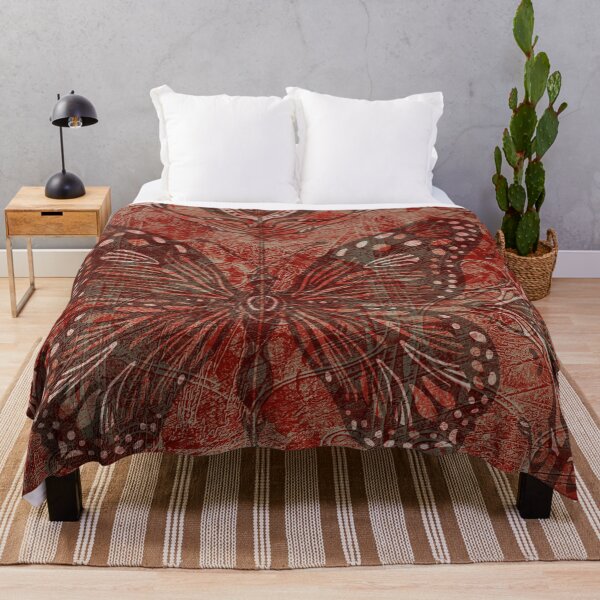 Item preview, Red Tan Butterfly Offset Tile and Railing Boho Pattern designed and sold by jocelynsart.