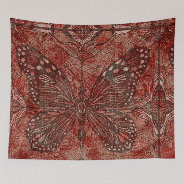 Item preview, Red Tan Butterfly Offset Tile and Railing Boho Pattern designed and sold by jocelynsart.