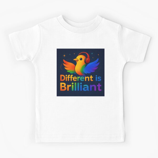 Different is Brilliant Neurodivergence Art by Sarnia for Tale Teller Kids Kids T-Shirt