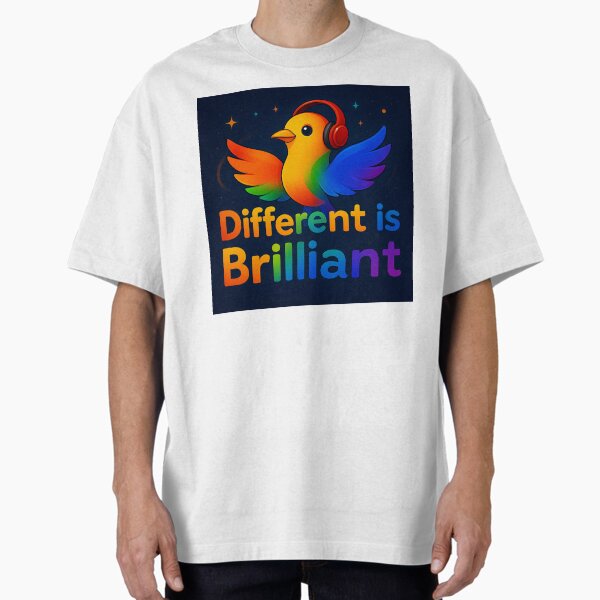Different is Brilliant Neurodivergence Art by Sarnia for Tale Teller Kids Oversized T-Shirt