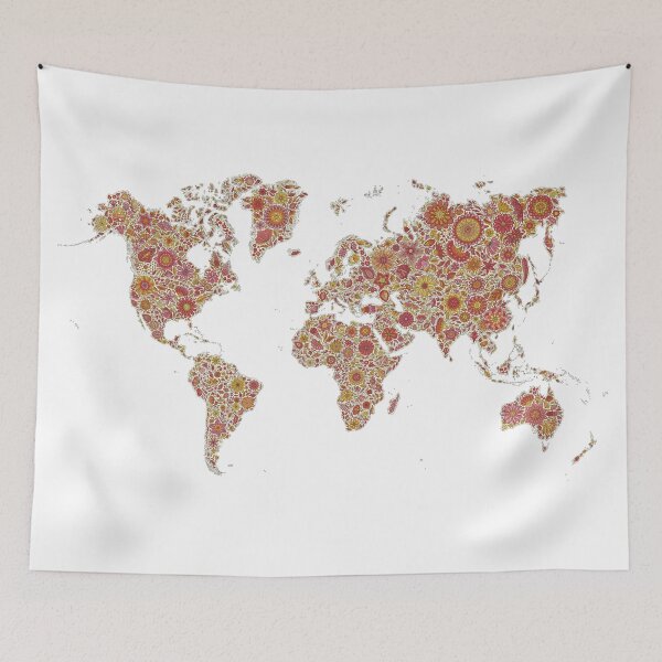Item preview, Colorful Flowers World Map designed and sold by Anna Grunduls.
