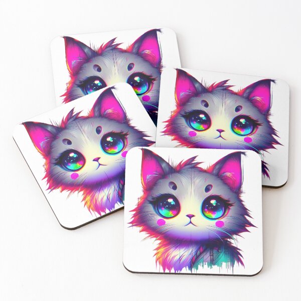 Item preview, Galactic Neon Cat – Dreamy Glitch Aesthetic designed and sold by Closeddog.