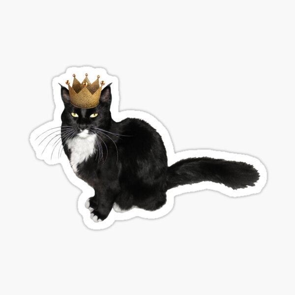 Tuxedo Cat Crown Sticker