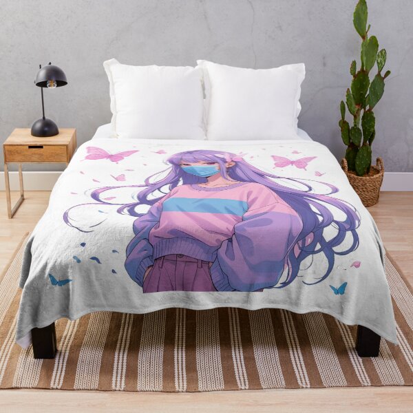 Item preview, Aesthetic Pastel Anime Girl with Mask | Softcore Vaporwave Butterfly Art designed and sold by MOTAS FASHION .