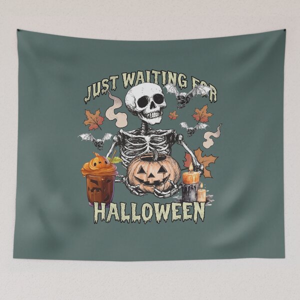 Item preview, Just Waiting for Halloween Shirt, Funny Skeleton Pumpkin Shirt, Spooky Fall Graphic Shirt, Retro Halloween T-Shirt for Her designed and sold by Spyshirt.