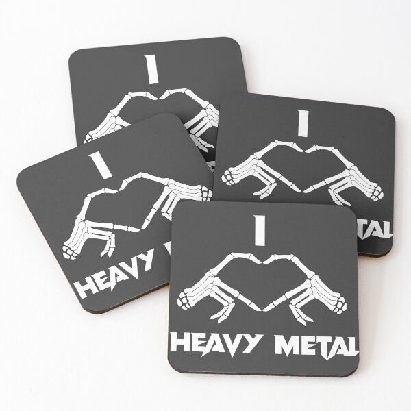 Item preview,  I Love Heavy Metal Skeleton Hands Heart Black designed and sold by StickWithMusic.