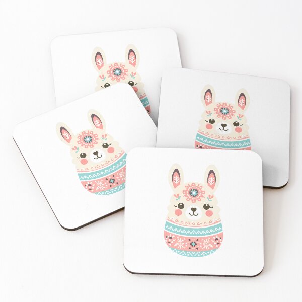 Item preview, Llama Head - Pastel Scandinavian Folk Art by heidiannemorris © designed and sold by FOLK ART FUSION by heidiannemorris.