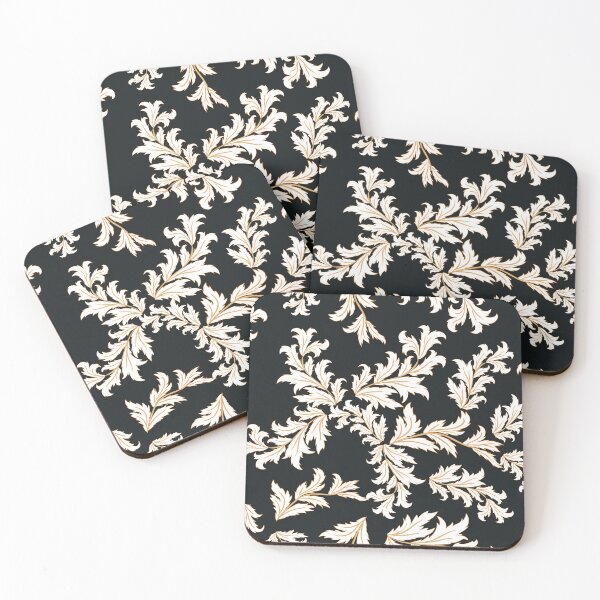Item preview, Elegant Seamless Damask Pattern with Vintage Leaf Ornament on Black Background designed and sold by Aom Road.
