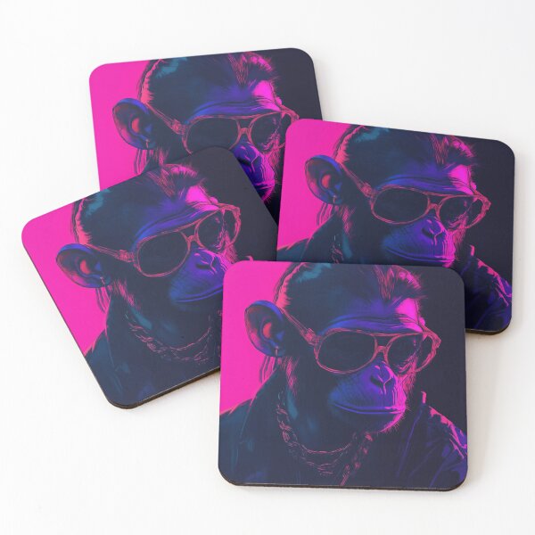Item preview,  Gangster gen-z monkey in neon palette color with final boss look designed and sold by adamjourney.