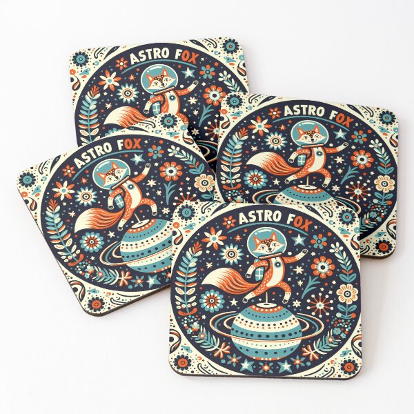 Item preview, Astro Fox - Cosmic Whimsy - Scandinavian Folk Art by heidiannemorris © designed and sold by FOLK ART FUSION by heidiannemorris.