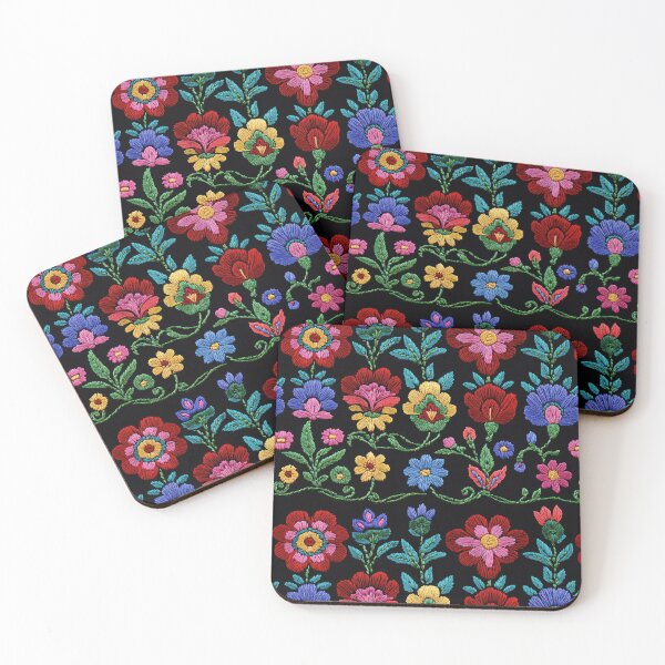Item preview, Flora Embroidery Pattern on Black designed and sold by Jonaree Art Design.