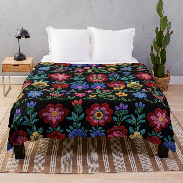 Item preview, Flora Embroidery Pattern on Black designed and sold by Jonaree Art Design.