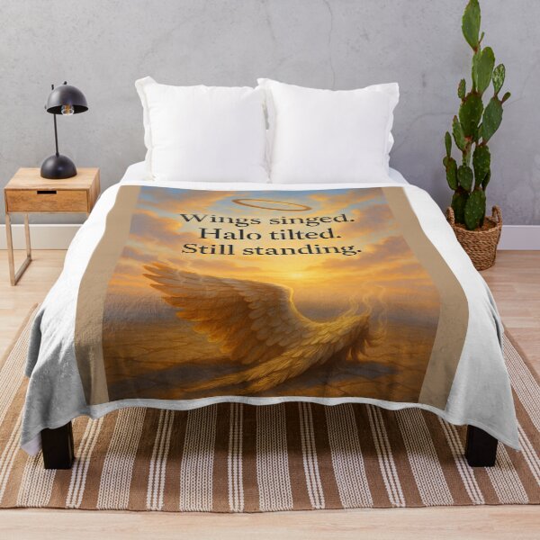 Item preview, Wings Singed. Halo Tilted. Still Standing. designed and sold by MidnightMoodCo.
