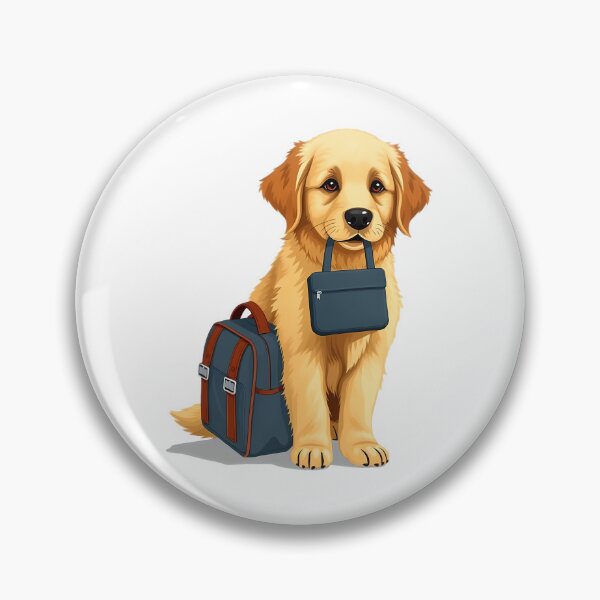 Item preview, A cute golden retriever goes to school with his schoolbag in his mouth designed and sold by DOG DESIGN.