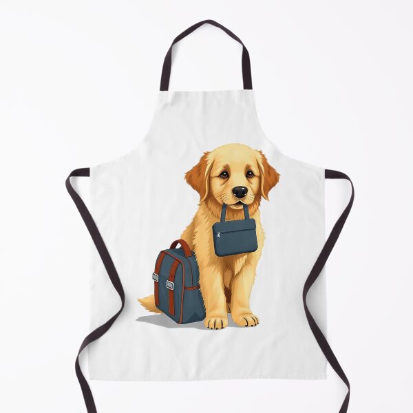 Item preview, A cute golden retriever goes to school with his schoolbag in his mouth designed and sold by DOG DESIGN.