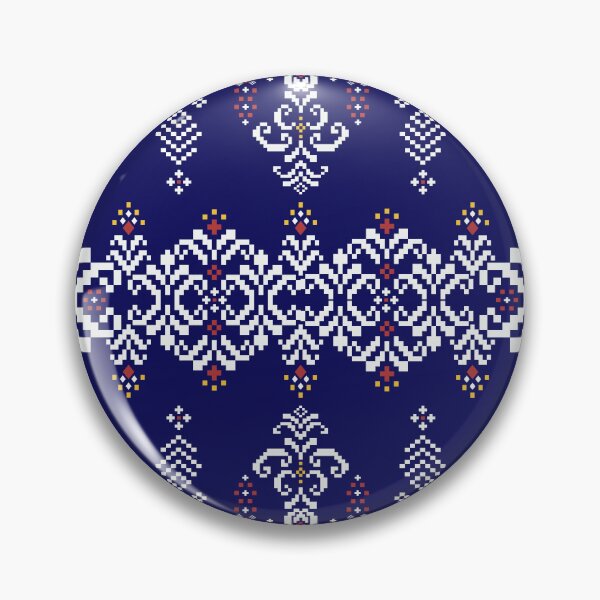 Item preview, Indigo Pixel Ethnic Floral Textile Pattern designed and sold by MNX.