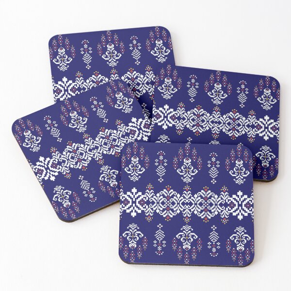 Item preview, Indigo Pixel Ethnic Floral Textile Pattern designed and sold by MNX.