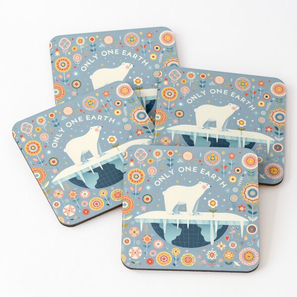 Item preview, Only One Earth - Polar Bear Climate Awareness Scandinavian Folk Art by heidiannemorris © designed and sold by FOLK ART FUSION.