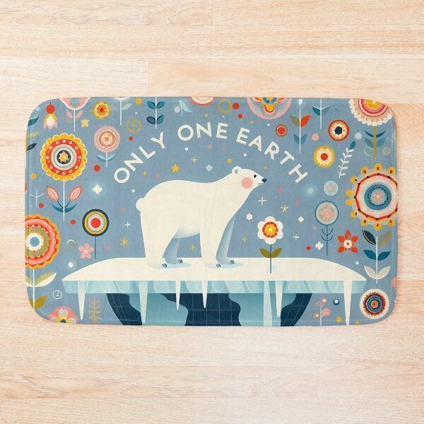 Item preview, Only One Earth - Polar Bear Climate Awareness Scandinavian Folk Art by heidiannemorris © designed and sold by FOLK ART FUSION by heidiannemorris.