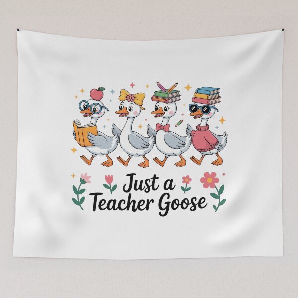 Item preview, Cute Teacher Goose Parade – Fun Cartoon Goose Illustration designed and sold by Sonchai Paladsai.