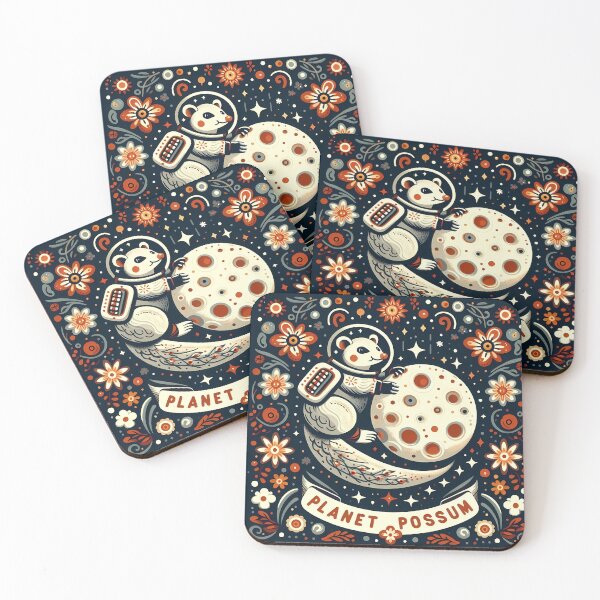 Item preview, Planet Possum - Cosmic Scandinavian Folk Art by heidiannemorris © designed and sold by FOLK ART FUSION by heidiannemorris.