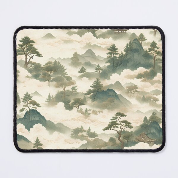 Item preview, Modern Korean Landscape Pattern – Traditional Ink Style on Hanji Texture designed and sold by Windy-market.