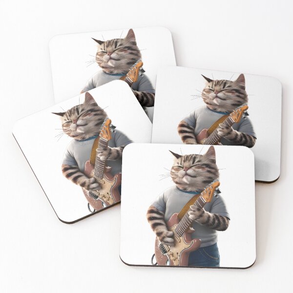 Item preview, Cat playing the guitar designed and sold by Tajdi.