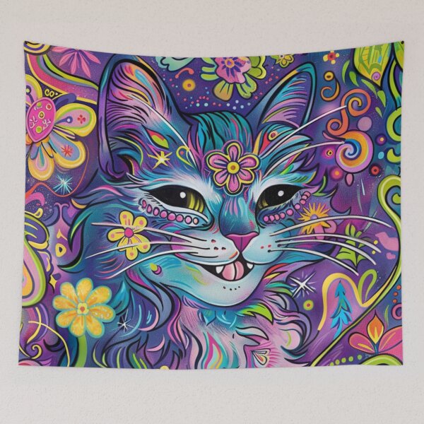 Item preview, Colorful Psychedelic Cat - Vibrant Artwork designed and sold by MiraLumeStudio.