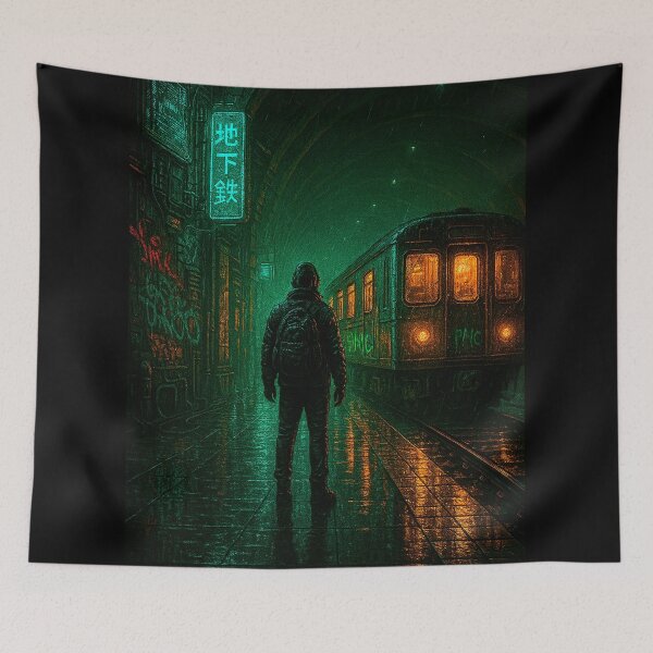 Item preview, Tunnel Vision – Cyberpunk Subway Scene in Neo Tokyo designed and sold by Domci.