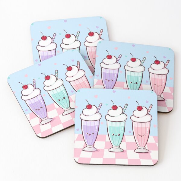 Item preview, Kawaii Milkshake Trio – Cute Retro Diner Pastel design designed and sold by Magsu.art.