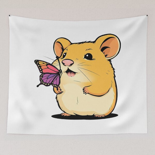 Item preview, A hamster with a butterfly stuck on its nose designed and sold by DOG DESIGN.