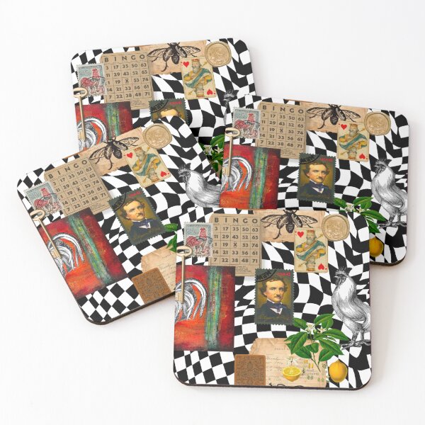 Item preview, Vintage Checkered Harlequin Poe Collage designed and sold by missdebi27.