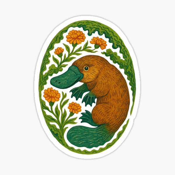 Item preview, Whimsical Vintage Platypus with Florals designed and sold by Boog Monst .