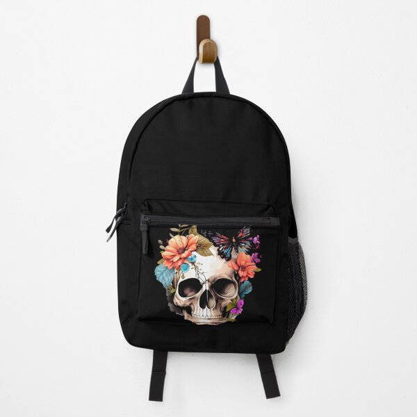 Item preview, Colorful Floral Anatomy Skull with Butterflies – Bold Gothic Nature Art designed and sold by EmeraldeaArt.
