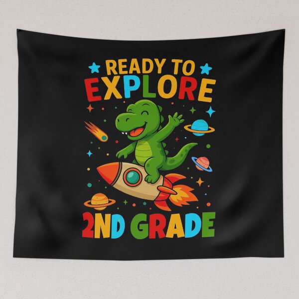 Item preview, Ready to Explore 2nd Grade Shirt, Dinosaur Rocket Space School Adventure Tee designed and sold by tigger shop.