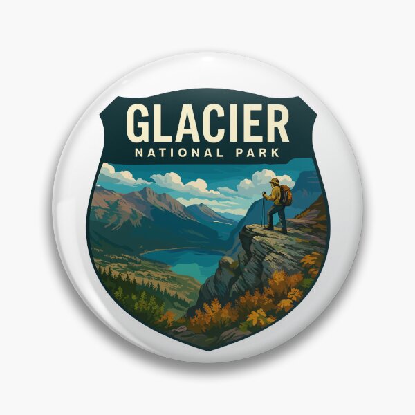 Item preview, Glacier National Park Retro Mountain Landscape Sticker designed and sold by Ismeal Von.