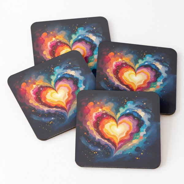 Item preview, A vibrant watercolor heart composed of swirling galaxies designed and sold by Marcu Ioachim.