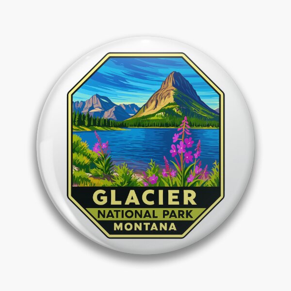 Item preview, Glacier National Park Retro Mountain Landscape Sticker designed and sold by Ismeal Von.