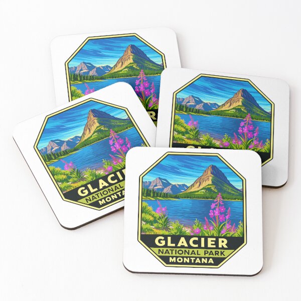 Item preview, Glacier National Park Retro Mountain Landscape Sticker designed and sold by Ismeal Von.