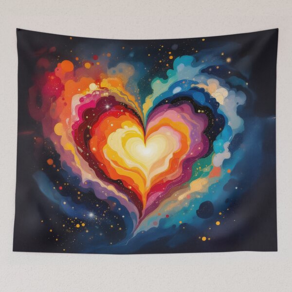 Item preview, A vibrant watercolor heart composed of swirling galaxies designed and sold by Marcu Ioachim.