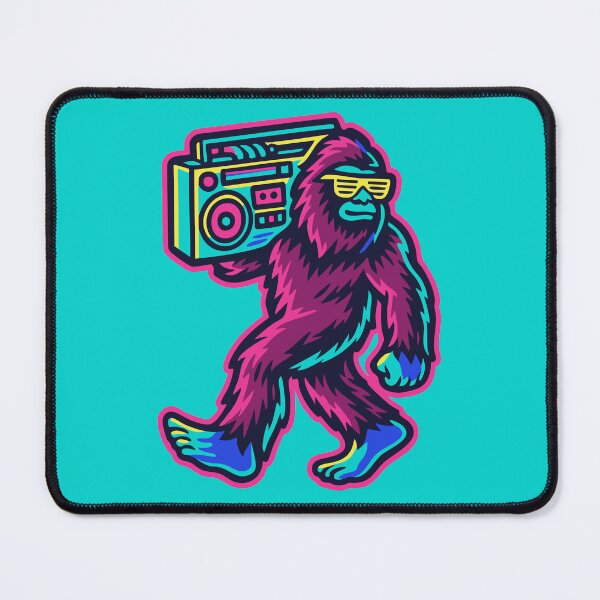 Item preview, Bigfoot with a Boombox | 80s Retro Neon Bigfoot designed and sold by Oh, the HORROR!.