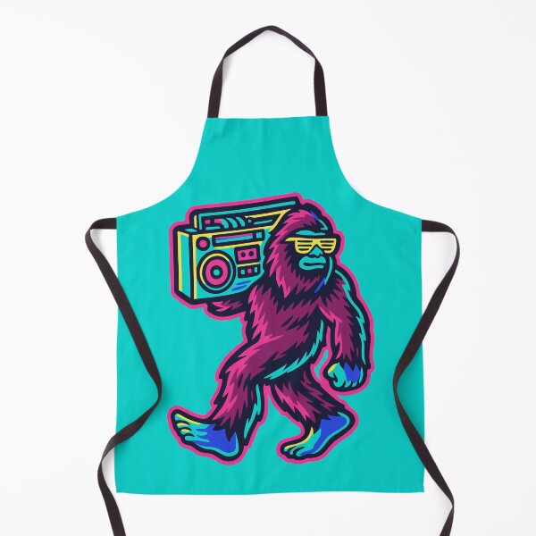 Item preview, Bigfoot with a Boombox | 80s Retro Neon Bigfoot designed and sold by Oh, the HORROR!.
