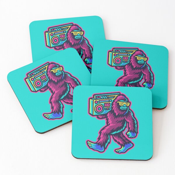 Item preview, Bigfoot with a Boombox | 80s Retro Neon Bigfoot designed and sold by Oh, the HORROR!.