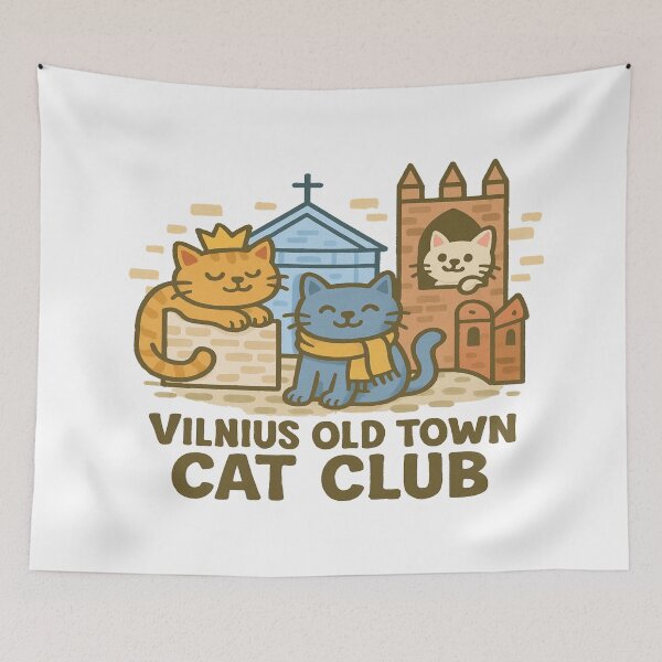 Item preview, Vilnius Old Town Cat Club: Europe’s Landmark Travel Cats designed and sold by Globalcitytees.